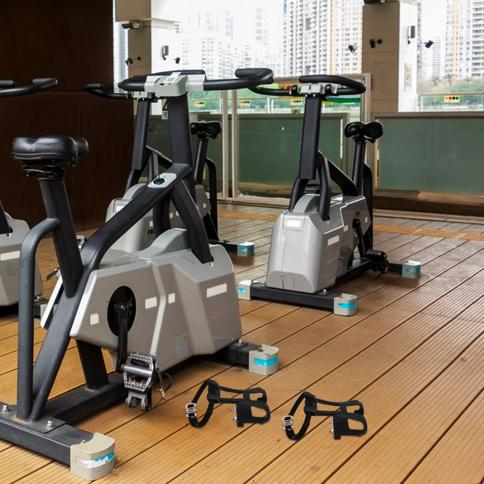 

2Pcs Bike Toe Clips and Straps Plastic Nylon Anti-Slip Pedal Fixation for Road Mountain Cycling Comfortable Adjustable Foot