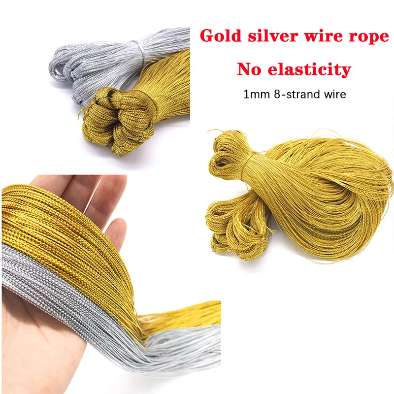 50/100M Gold Thread Hanging Tag Rope 8-Strand Round Coreless Elastic Free Hollow Packaging Rope 1mm/2mm Christmas Hanging Rope