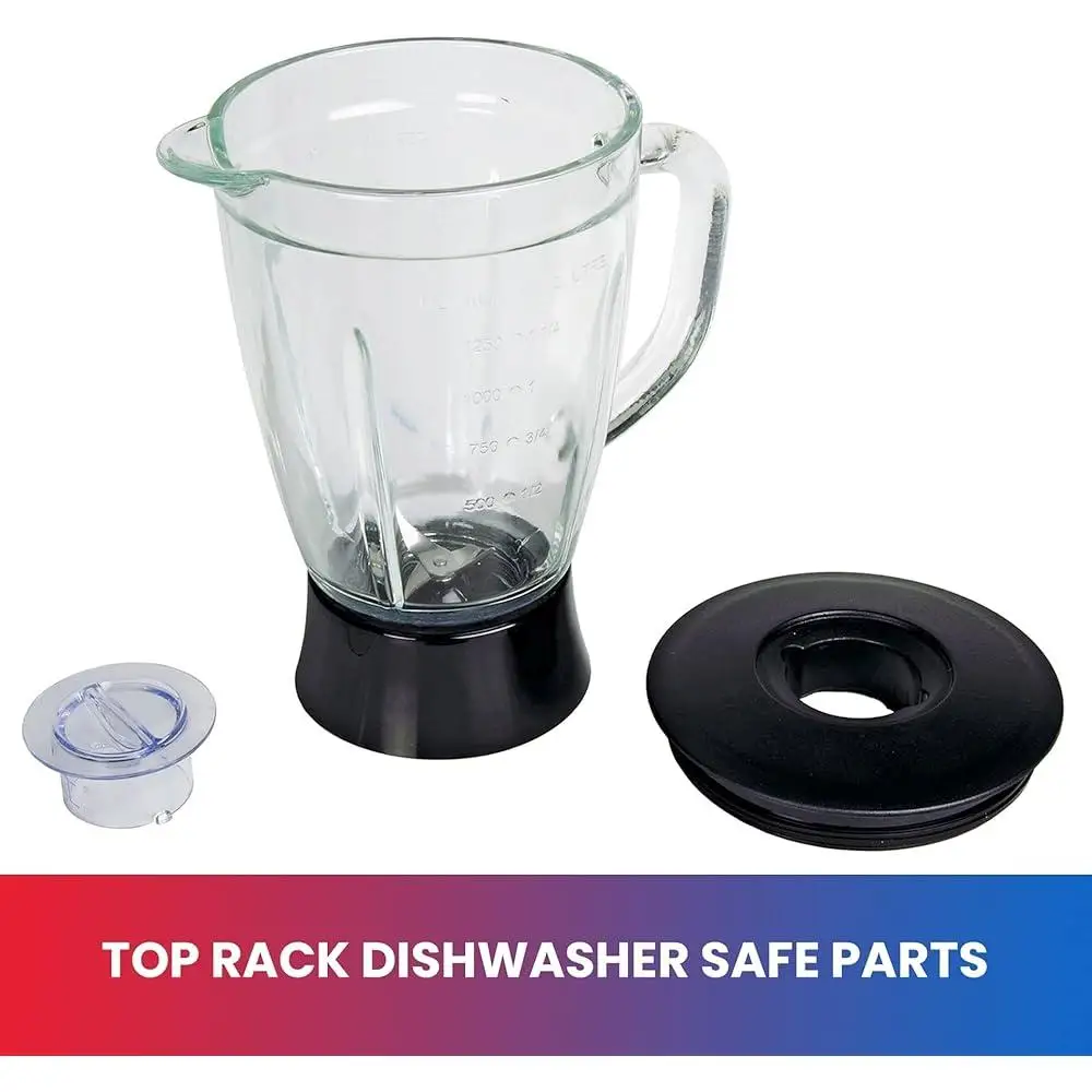 Powerful Countertop Blender 6 Cup Glass Jar 6 Speed Settings Quad Stainless Steel Blades Ice Crushing Smoothie Maker Auto Clean