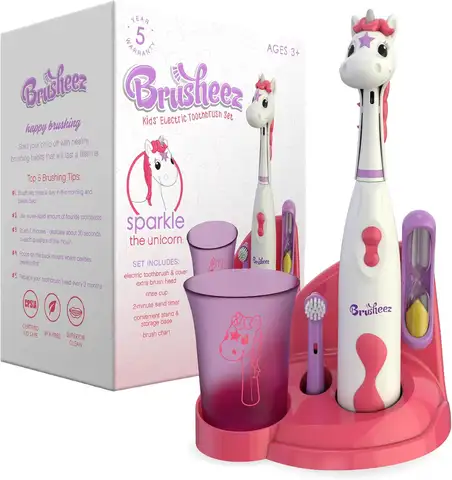 Kids' Electric Toothbrush Set for Ages 3+, Safe with Timer & Fun Design, Encourages Healthy Brushing