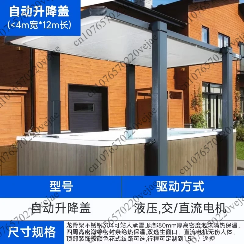 

Custom Size Automatic Electric Pool Cover New Vertical Retractable Design Wooden Deck Floor Swimming Pool Computer