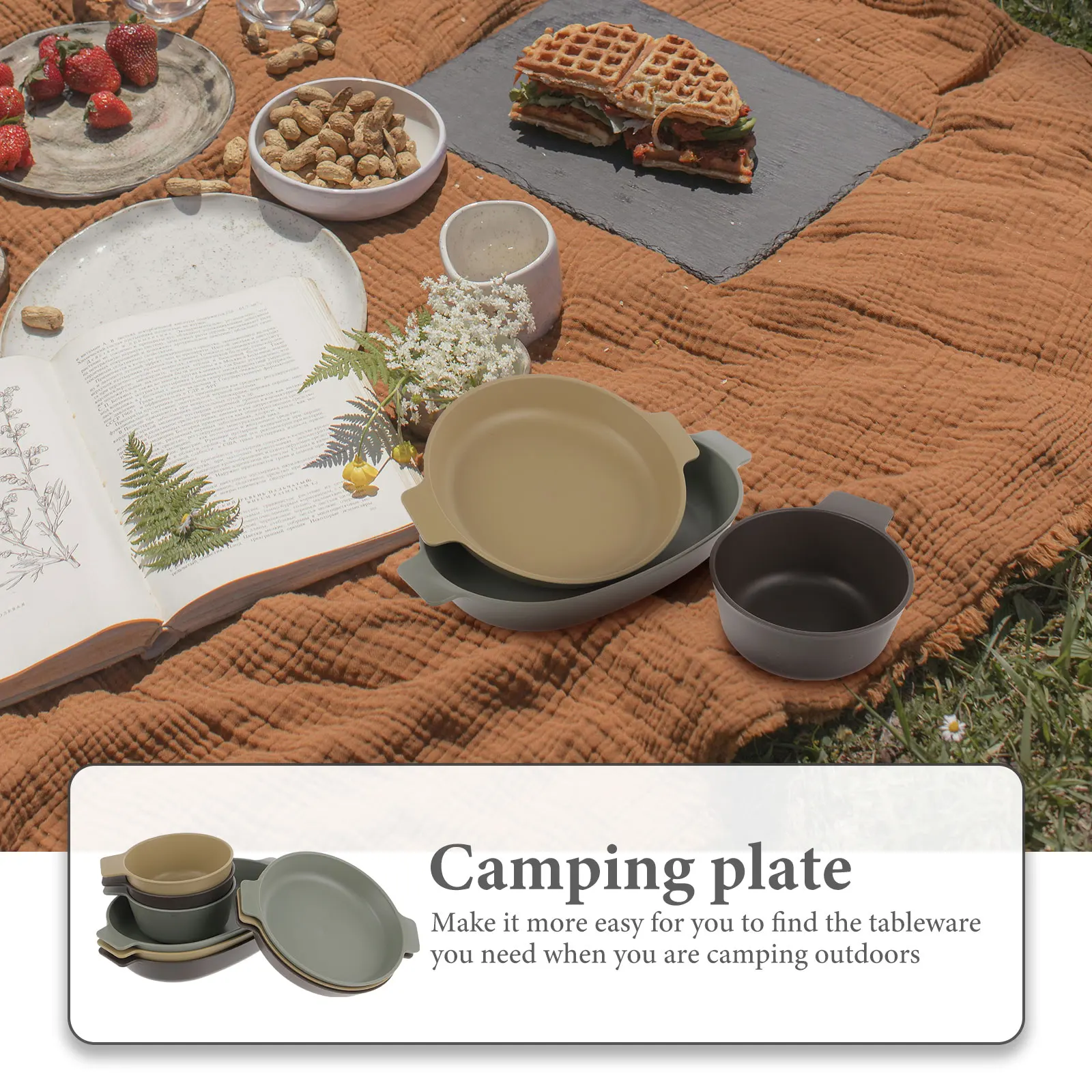 

Portable Dish Set Bowl Plastic Tableware Plate Bowls Reusable Lunch Container Dishware Kitchen Dining Plates Dinner