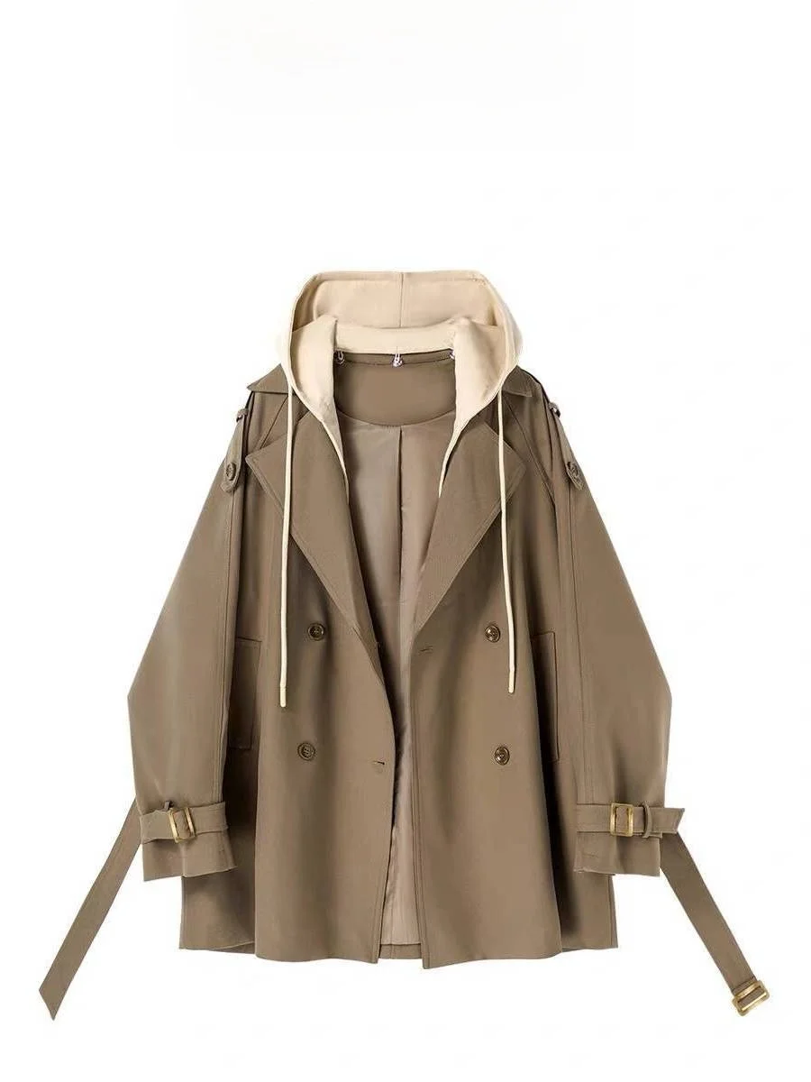 

Модная женская куртка с отстегивающимся капюшоном больших размеров, весенняя, средней длины, повседневная, удобная, с длинными рукавами, цветная