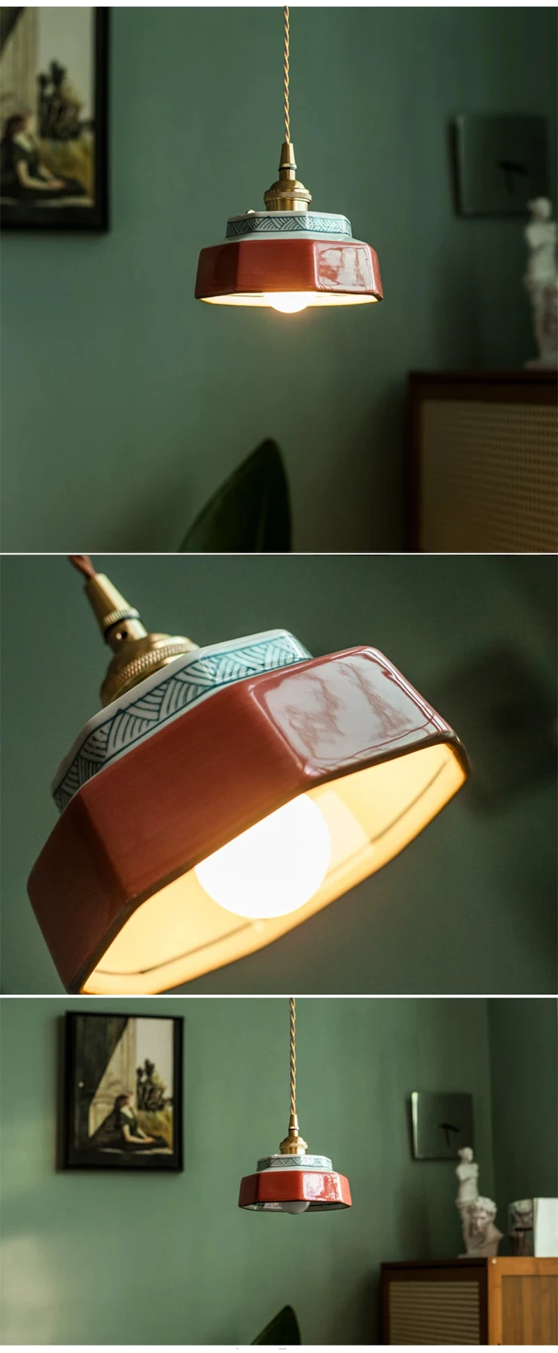 Vintage Ceramic LED Pendant Light Cafe Loft Dining Room Bedside Home Decor Japanese Chandelier Hanging Lamp Luminaire Kitchen