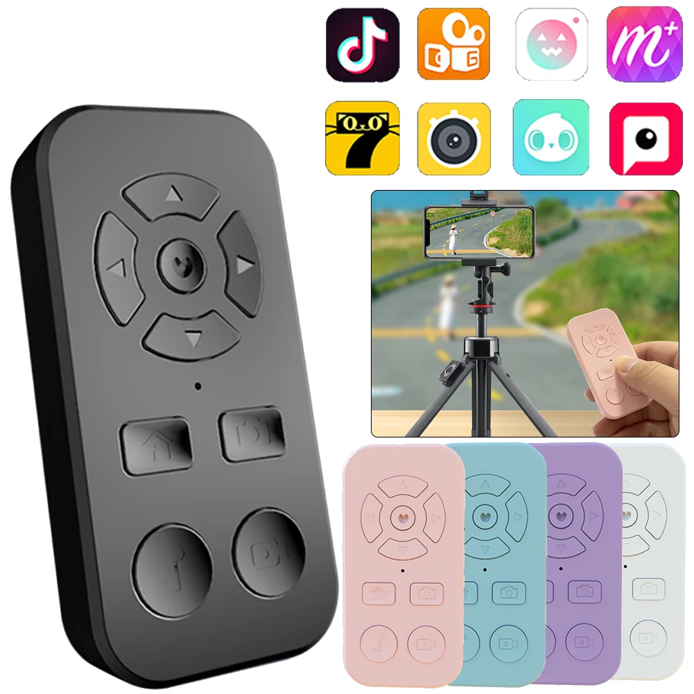Controle remoto universal Bluetooth, Portable Selfie Stick, Camera Controller Shutter, Recarregável Wireless Page Turner para iPhone