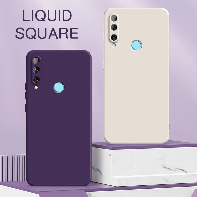 Custodia per telefono in Silicone liquido quadrato originale per Honor 8X Max 9 9X Pro Global China Camera protettiva 360 Cover posteriore antiurto