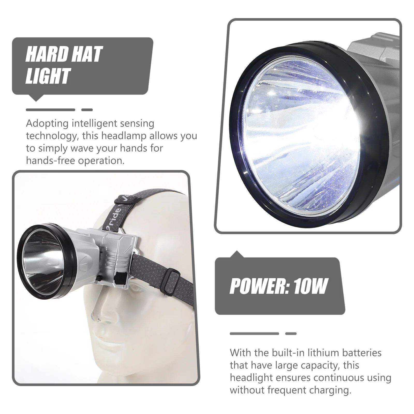 

High Power Forehead Lamp Rechargeable Headlamp with Hands-Free Motion Sensor Wide for Outdoor Activities Camping