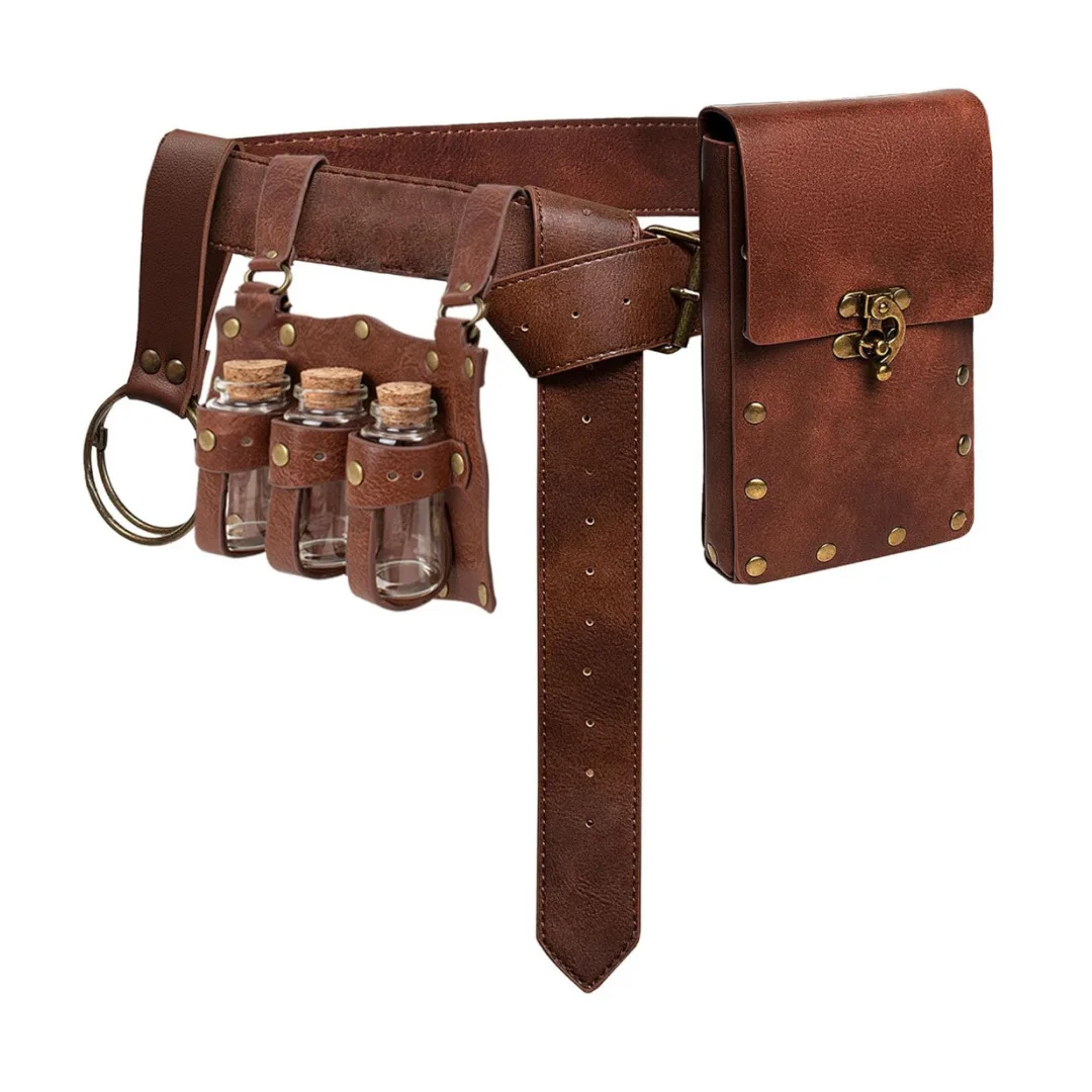 Borsa per cellulare Steampunk Borsa medievale Tracolla in pelle Oggetti di scena rinascimentali per giochi di ruolo