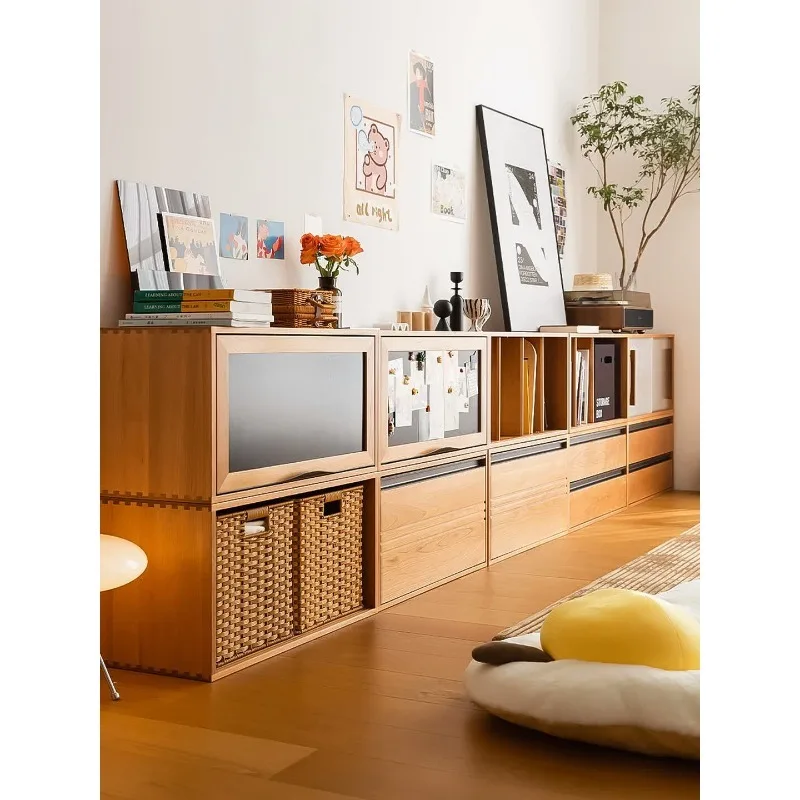 Solid wood module TV cabinet, living room household storage cabinet