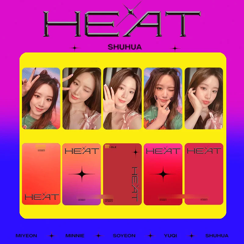 5/set Kpop (G)I-DLE New Album HEAT Single Small Card Song Yuqi Ye Shuhua Surrounding MINNIE GIDLE Collection Postcard Photo Card