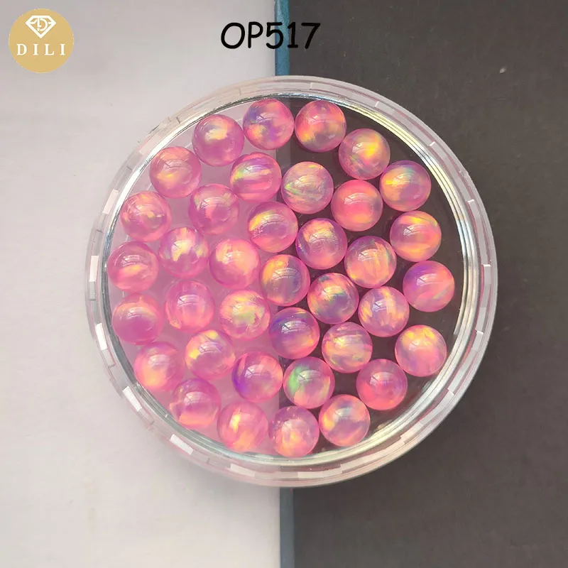 20pcs/lot Free Shipping OP517 Pink 2mm 3mm 4mm 5mm Jelly Opal Stones Ball Synthetic Fire Opal Beads