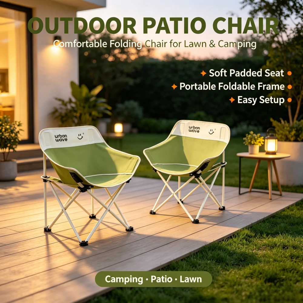 Outdoor Camping High Chair - Milk Green Moon Outdoor Folding Chair