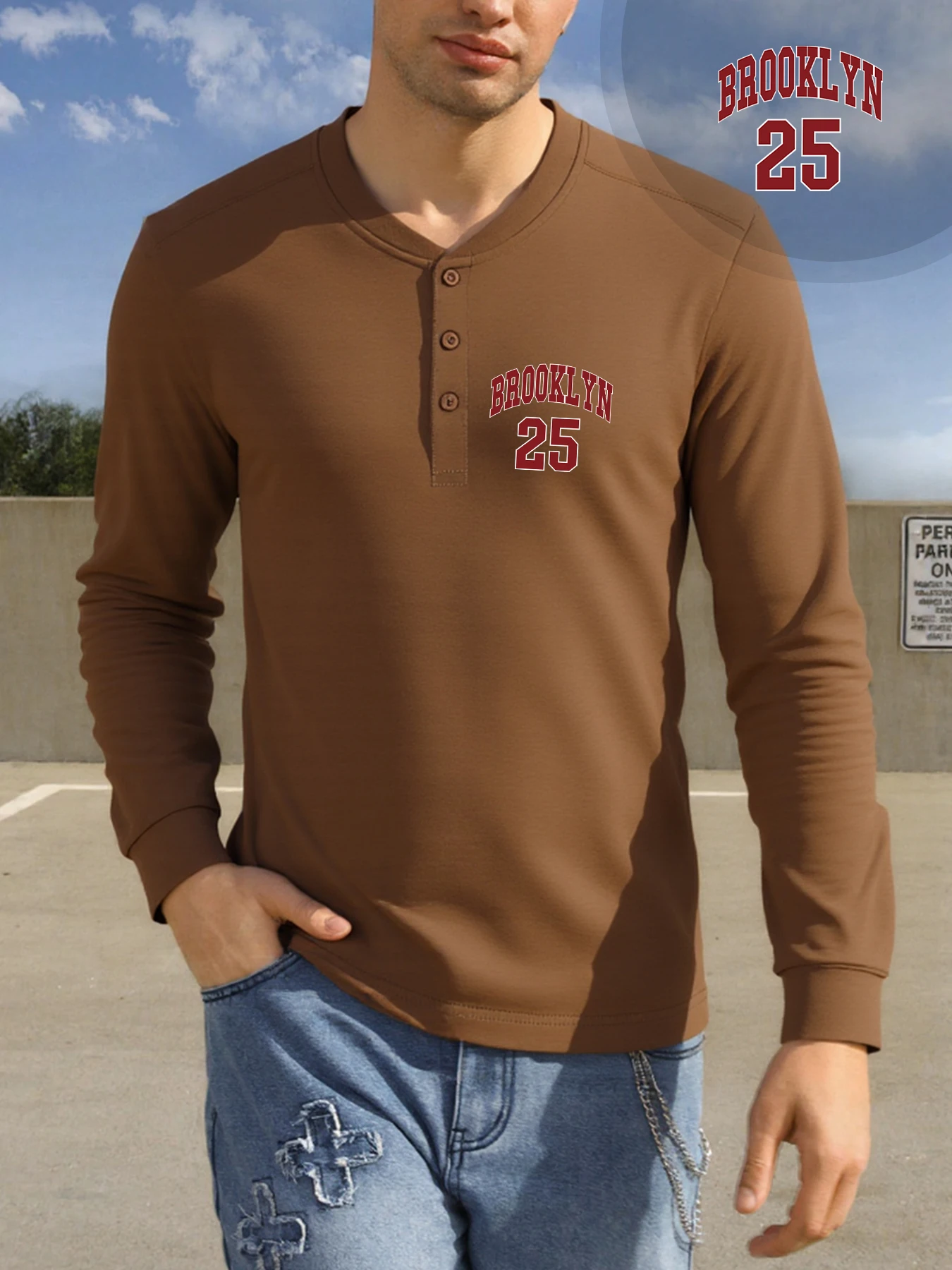 بروكلين رسالة الرجال زر كم طويل بسيط في الهواء الطلق المحملة خمر هينلي الرقبة الترفيه الخريف للجنسين الملابس الدافئة الناعمة