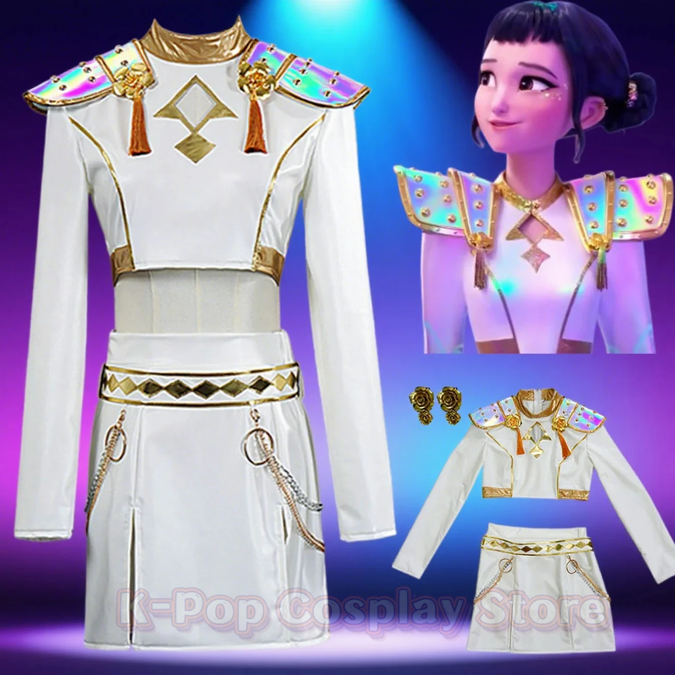 

New Kpop Demon Hunters Huntrix Girl Group Roleplay Zoey Stage Performances Cosplay Outfit for Children Teenagers Girls Halloween