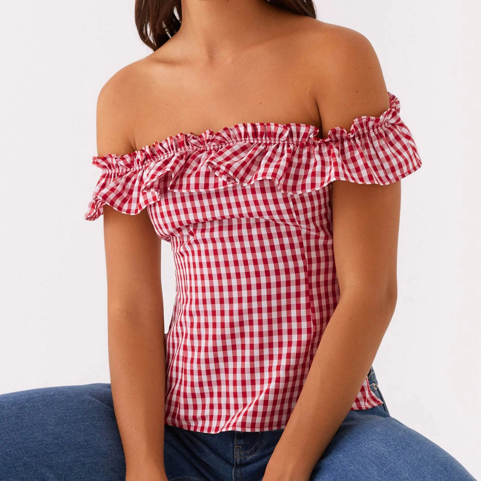 Women Y2k Gingham Top Plaid Sleeveless Backless Crop Tank Top Square Neck Corset Top Going Out Tops Streetwear