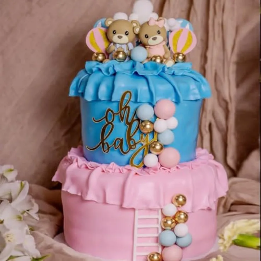 أغطية كعكة تكشف عن الجنس، كرات الدب، زينة الكيك مع أوه بيبي للأولاد والبنات، لوازم حفلات أعياد الميلاد وحفلات استقبال المولود الجديد