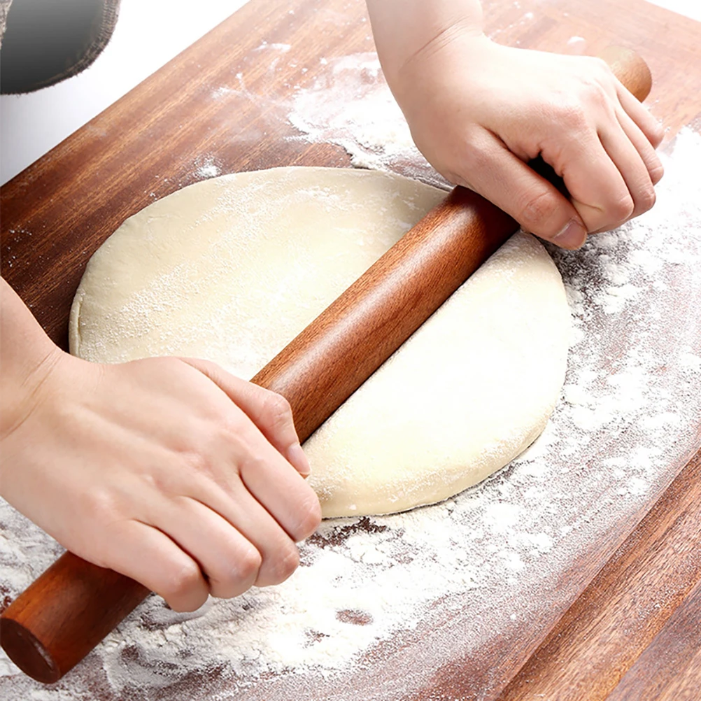 

1pc Ebony Rolling Density Anti Cracking Mold Proof Smooth Surface Baking Kitchen Dough Roller Wooden Classic French