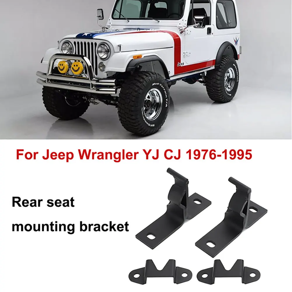 Black steel For Jeep Wrangler YJ 1987-1995 CJ 1976-1986 Car Rear Seat Mounting Brackets Hardware & Bolts Fold & Tumble