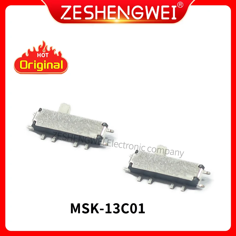 20PCS MSK-13C01 Miniature Slide Switch 8 Pin 1P3T SP3T ON-ON-ON Right Angle SMT / SMD PCB 1.50mm Height