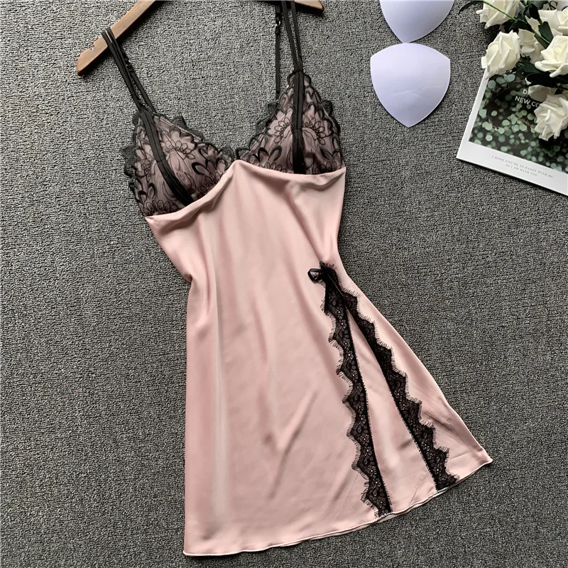 Lace Nightgowns Sexy Sleepwear Breathable Lce Fabric Sleeping Dress Spaghetti Strap Nightdress Summer Pijamas Women Nightwear