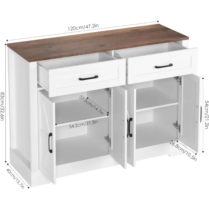Factory Direct Compatible with Farmhouse Buffet Cabinet with Storage, 47.2