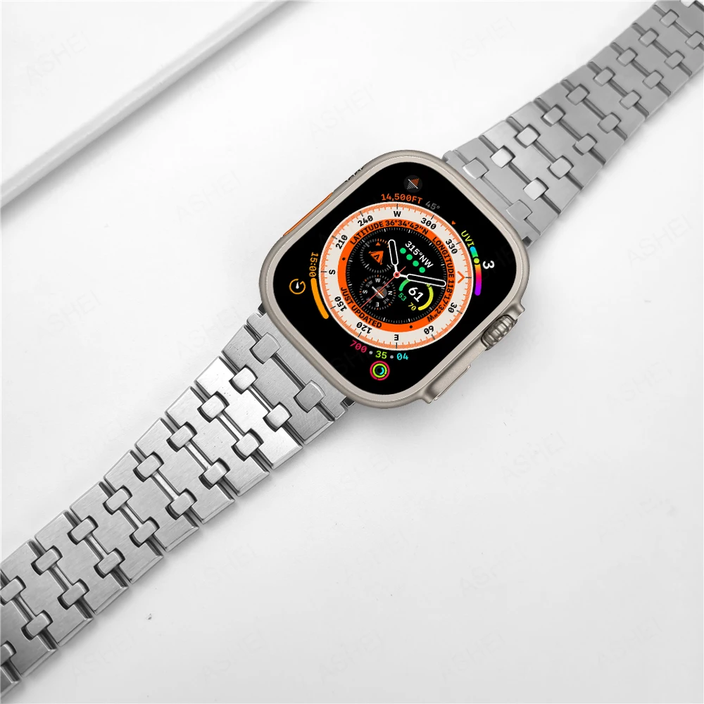 Apple Watch用ステンレススチールストラップ,iwatch用,ウルトラ2,49mm,バンドシリーズ9,8,7,45mm, 41mm,6,5,4,44mm 40mm、ラグジュアリー