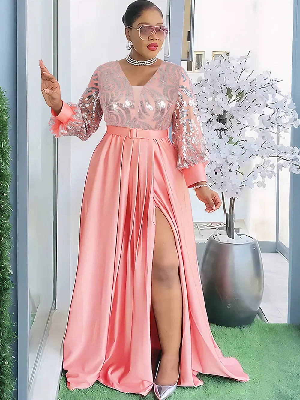 

Элегантные африканские платья для женщин, новинка 2023 года, африканская одежда больших размеров, Турция, длинное платье для свадебной вечеринки, Дашики, Анкара, халат с блестками