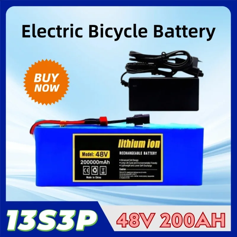 

48V 200Ah Electric Bicycle Battery 18650 Lithium-ion Battery Pack 13S3P +SM Plug Rechargeable Batteries