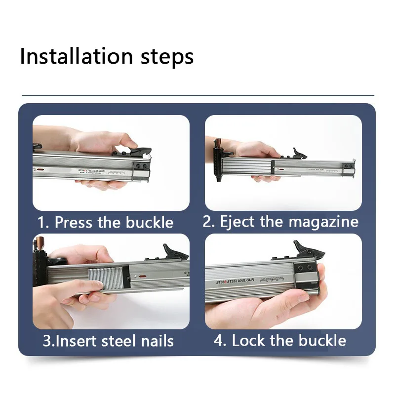 Pistola de clavos Manual de rebote semiautomático ST38B, pistola de clavos de Trunking de cemento semiautomática para carpintería