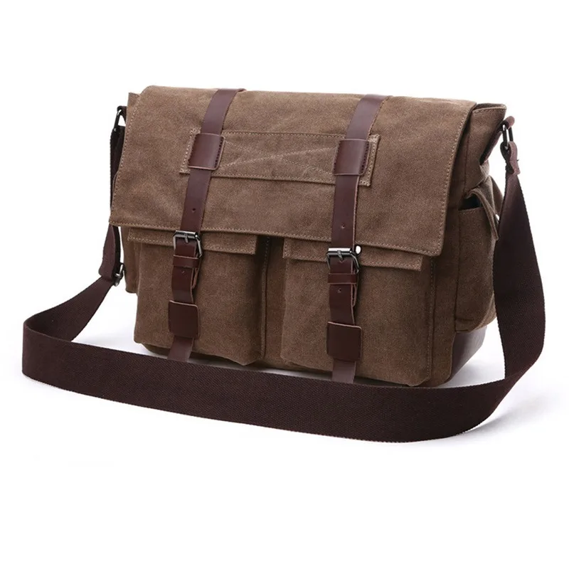 Bolsos de mensajero de negocios para hombres, bolso de hombro vintage, paquete cruzado de lona, bolso de viaje de oficina informal Retro