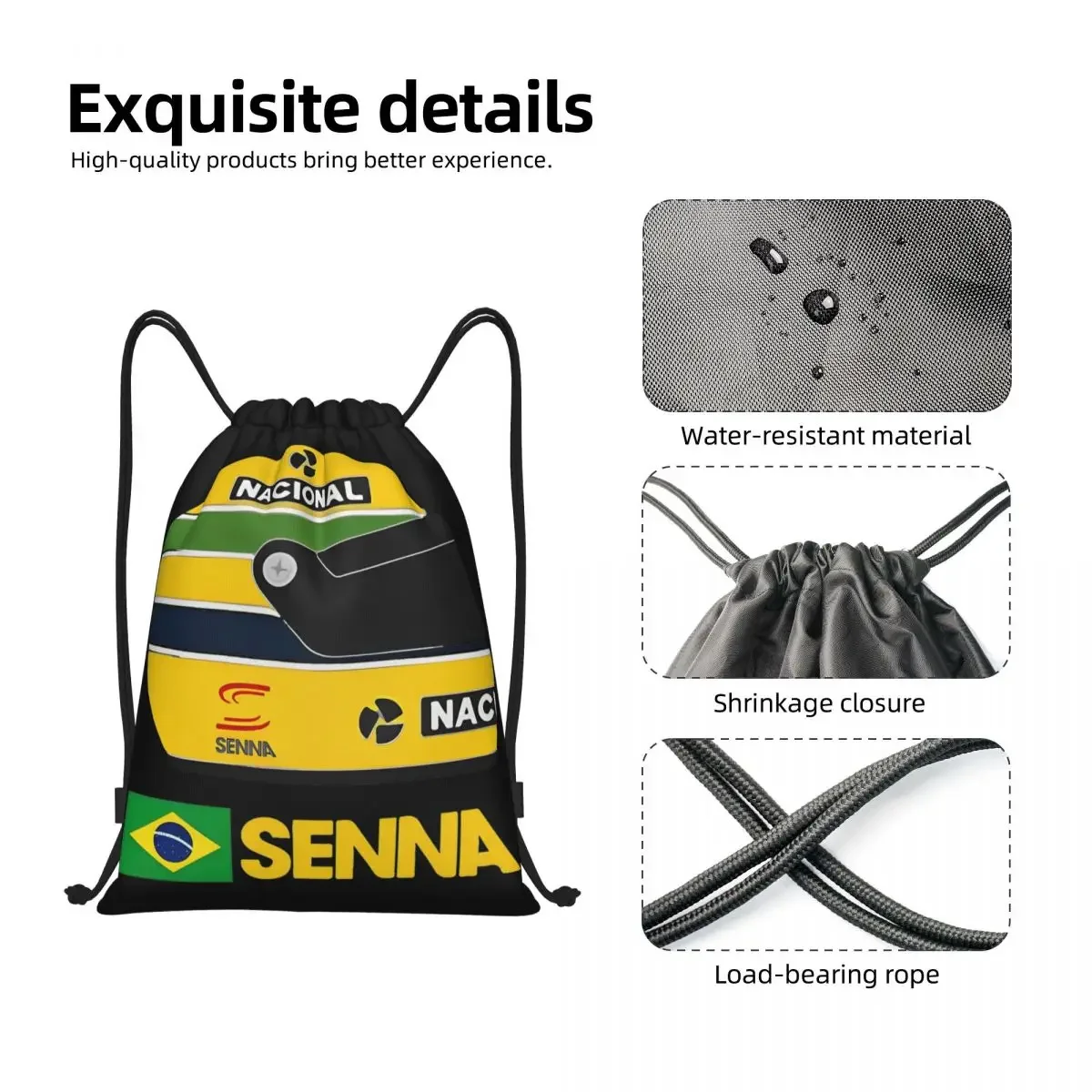 Ayrton Senna Racing Cars Drawstring Bags Sports Backpack Gym Sackpack String Bag for Yoga