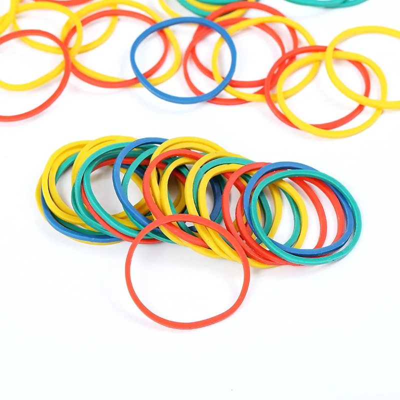 100/200Pcs wielokolorowy 25*1.4*1.4mm elastyczne gumki Home Office rozciągliwy zespół wytrzymałe gumowe gumki zespoły