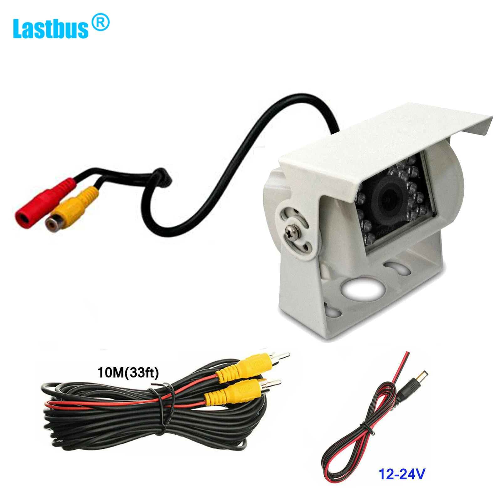 

Lastbus Car Rear View Reversing Backup Camera Parking White Color Metal Case 18 IR LEDs Night Vision For Truck Caravan Motorhom