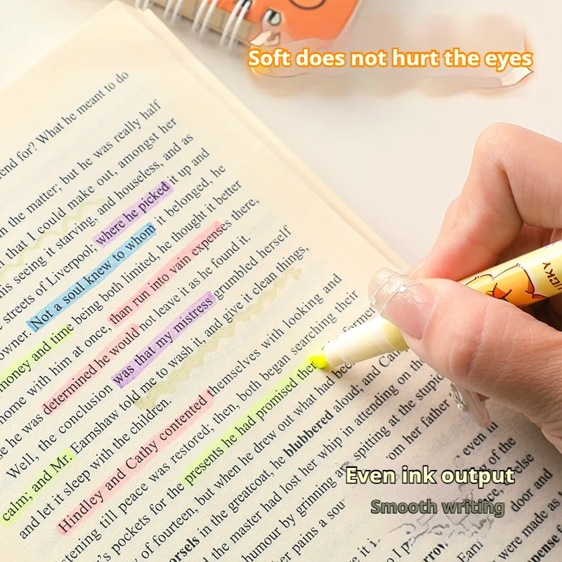 Ultra Soft Tip Fluorescent Pen Colorful Melange Class Notation Pen Travel Journal Highlighter Educational Office School Supply
