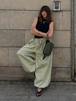 Bornladies Autumn Womens 100% Cotton Loose Lantern Style Wide Leg Pants Street Style Casual Lazy Pants Fashion Trousers - Image 3