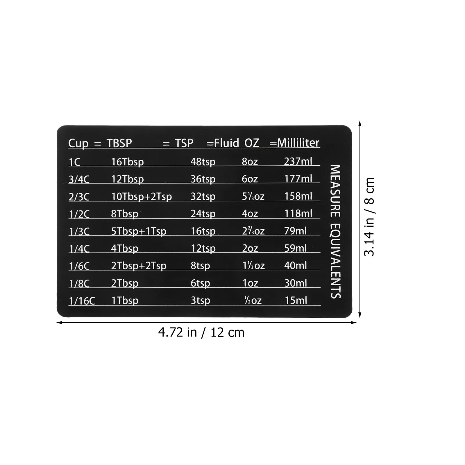 Refrigerator Magnet Conversion Chart Kitchen Measurement PVC Magnetic Equivalents for Fridge