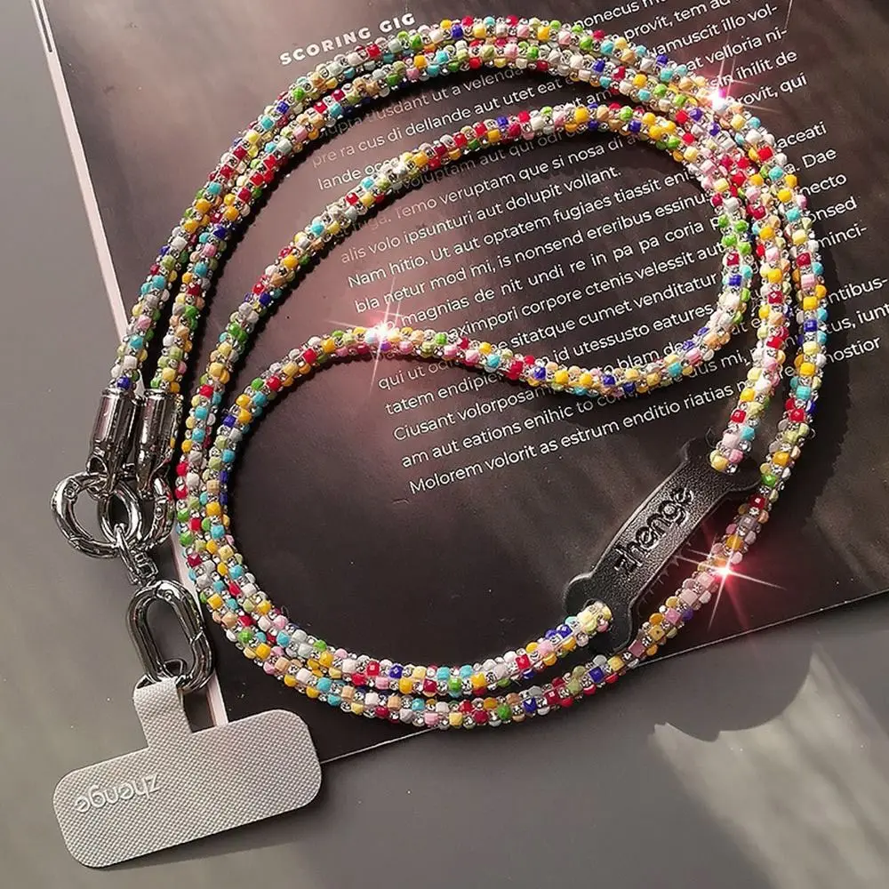 

Красочный ремешок для телефона со стразами, яркая цепочка через плечо, чехол для телефона, ремни-цепочки, блестящий телефон, универсальная веревка с защитой от потери