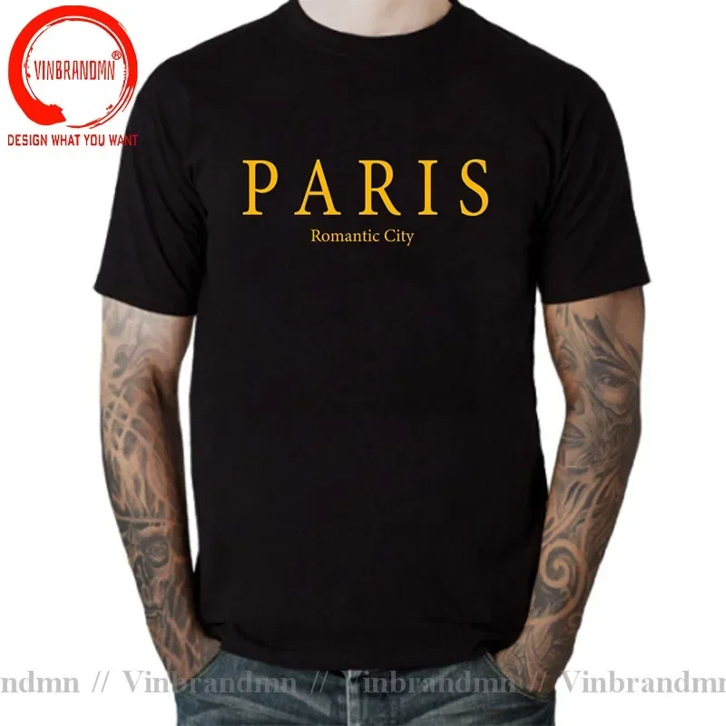 Paris Romantic City Letter Graphic Print T Shirt Men Summer Loose Clothing Loose Cotton Oversize Tshirt Street Soft Tops T-Shirt