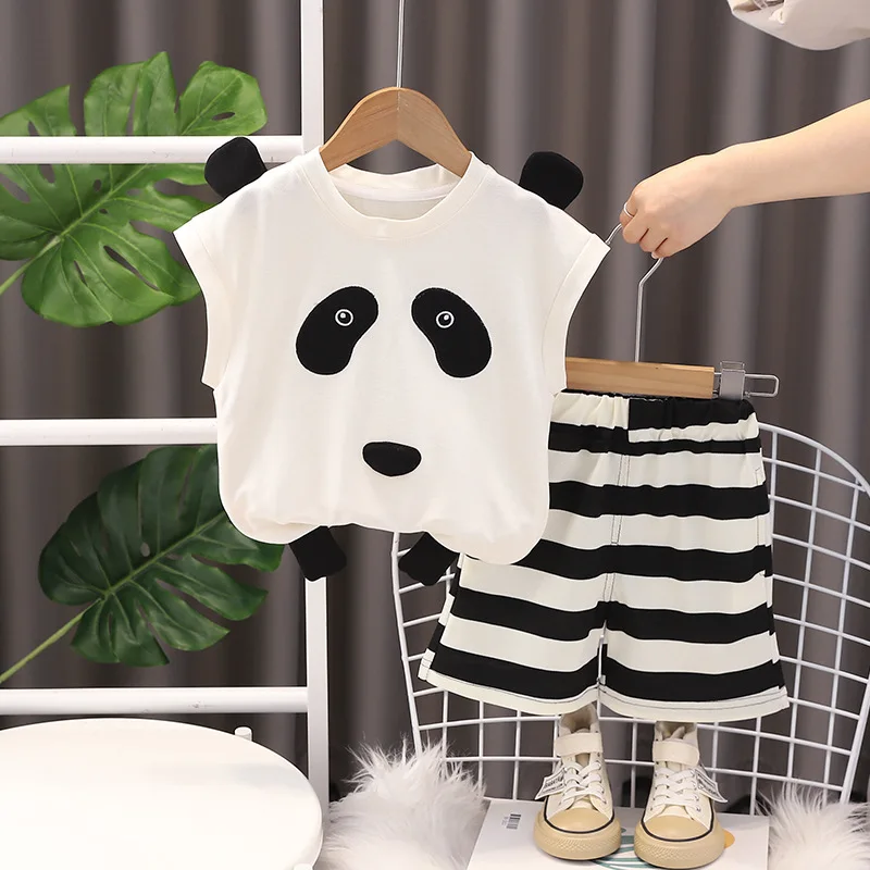 

Toddler Summer Set 2024 Luxury Cartoon Sleeveless Vest Tops and Shorts Infant Boys Clothes Outfits 2PCS Baby Boutique Clothing