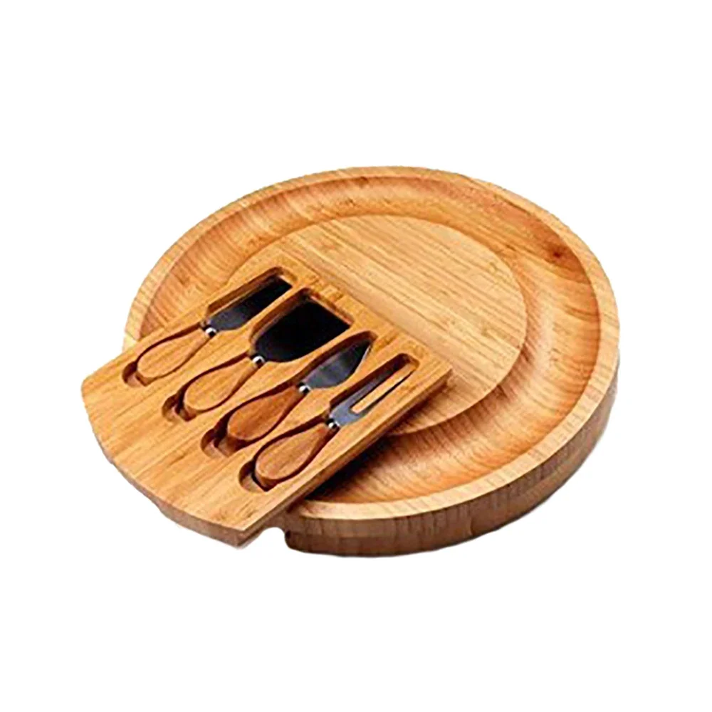 Bamboo Cheese Board Set With Cheese Knife Portable Outdoor Dinner Plates Hotel Restaurant Decoration Accessories Bread Tray set