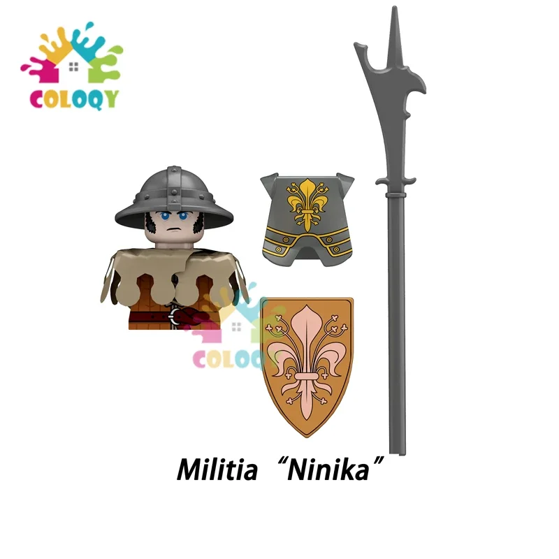 Neue Kinderspiel zeug mittelalter liche Burg Bausteine Miliz soldaten Mini-Action figuren Schild Kampfanzug Spielzeug für Kinder Geburtstag