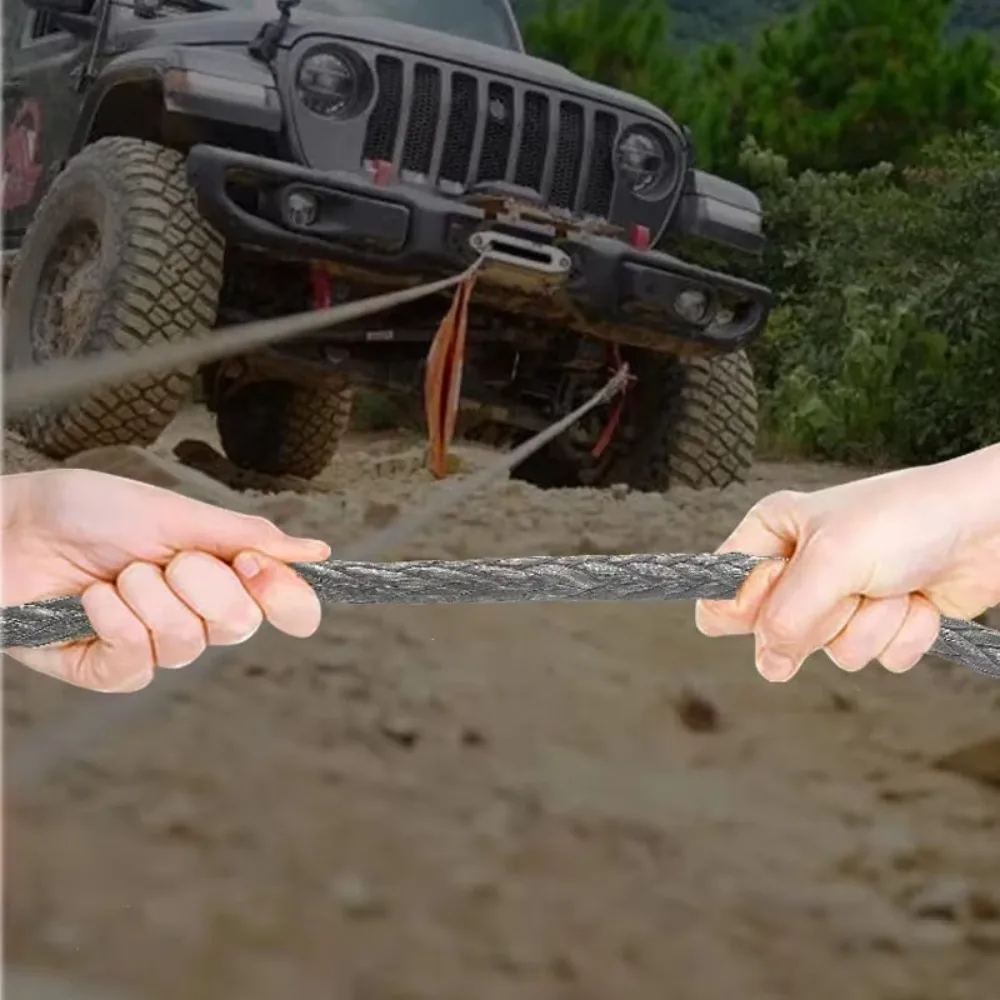 Car Escape Winch Rope 31500 Lb 12mm Outdoor Off-Road High Strength Nylon Thickened Trailer Rope Suitable for Difficult Terrain