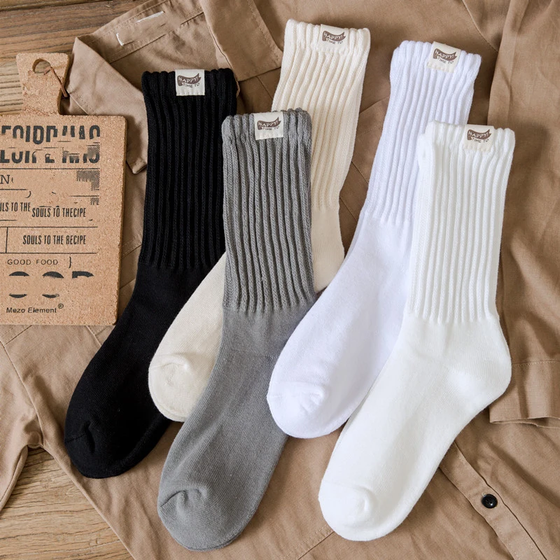 Chaussettes mi-tube épaisses rétro japonaises pour hommes et femmes, chaussettes de sport pour couple, ligne optique, possède Pys, automne, hiver