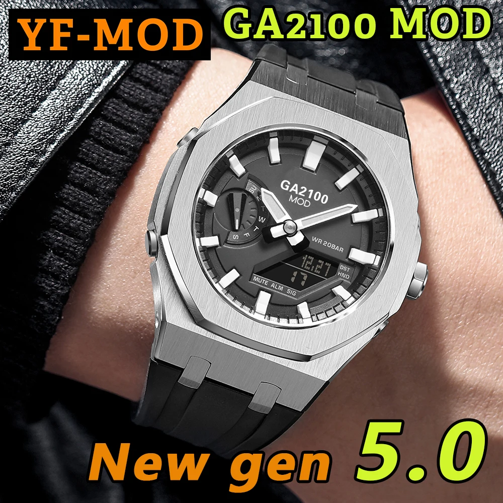 YFmod GM2100 gen5 Casioak Mod Metal Bezel kit Watch Case Watch Band 3rd Stainless Steel for GM2100 All Metal Bezel Strap