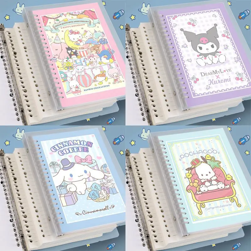 Sanrio Cinnamoroll Notebook Kawaii Hello Kitty Loose Leaf Book Cute Anime Kuromi Pochacco Detachable Journal Book Gift for Kids