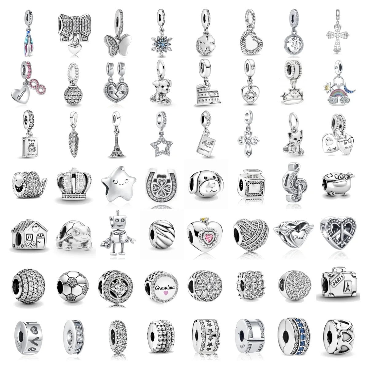 

Inlaid Zircon White Serise Charm Beads 925 Sterling Silver nun soccer Dangle Fit Original Bangle Bracelet Charms Pendant Jewelry