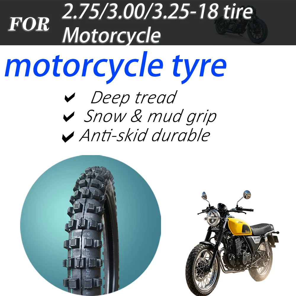 Motorcycle Offroad Snow Outer Tire 2.75 3.00 3.25-18 Deep Groove Front Rear Rubber Tyre