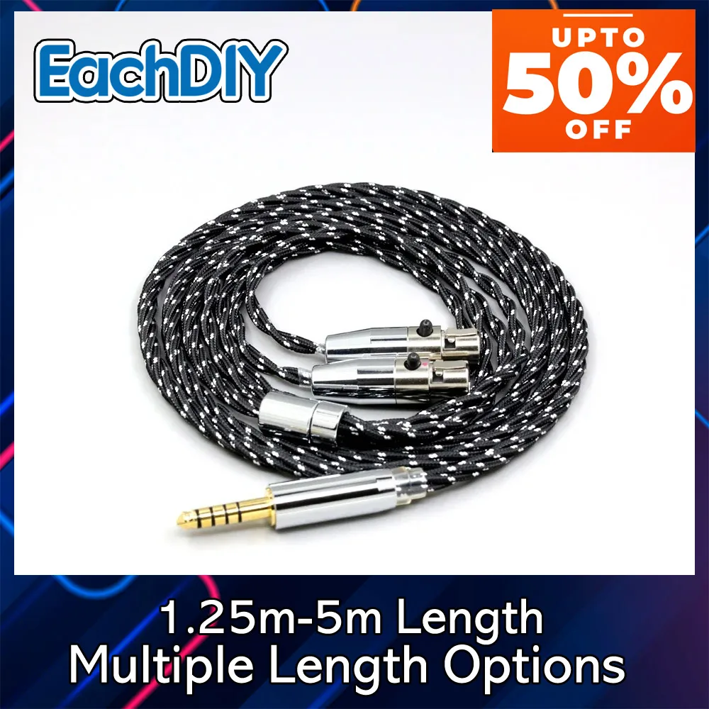 OFC Mixed Nylon OCC Twisting Sleeve Earphone Cable For Meze Empyrean Audeze LCD-24 Open Back Planar Magnetic headphone 8709
