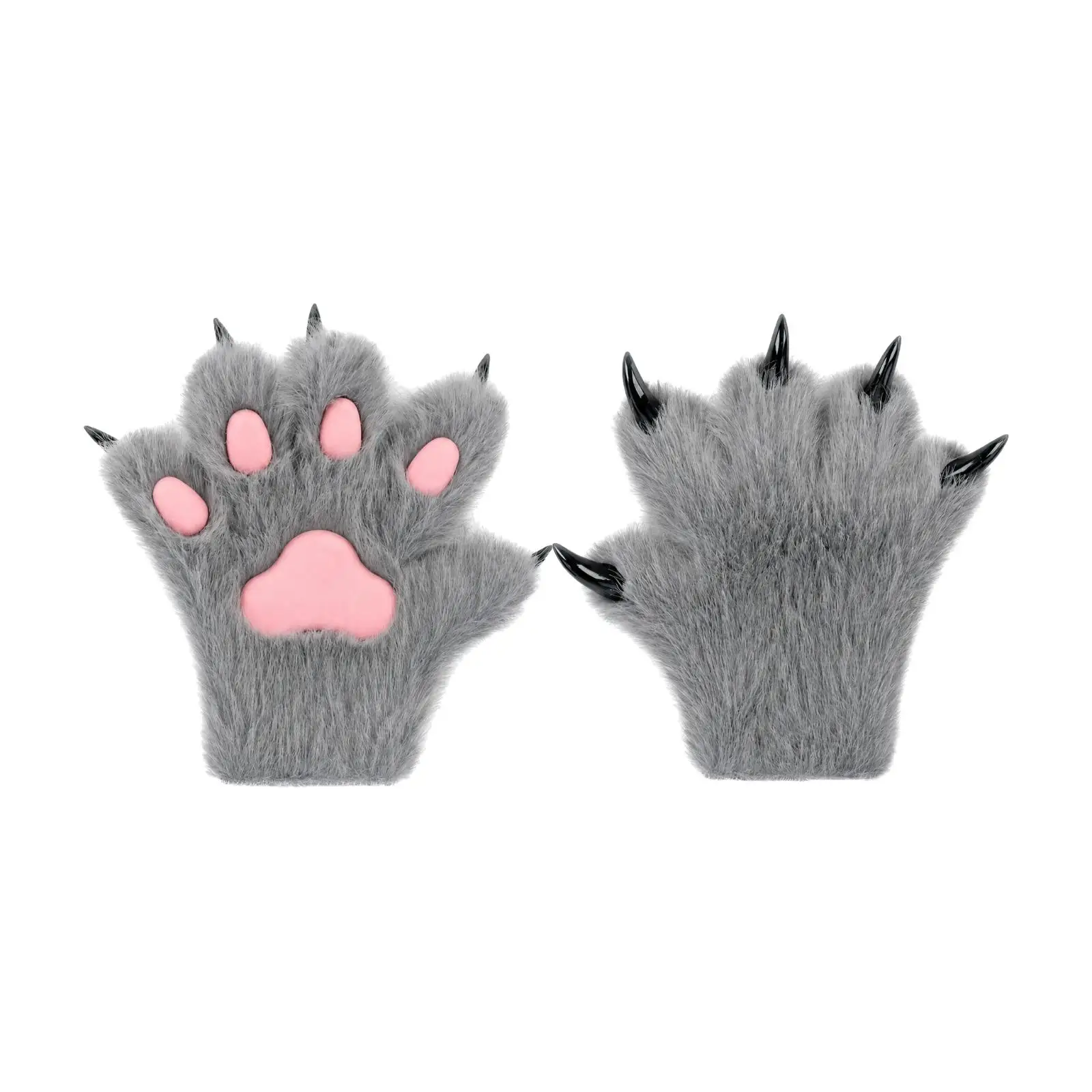 Furry Cat Paw Costume Gloves for Cosplay Animal Paws with Soft Pad Detailing Plush Fleece for Themed Events and Performances