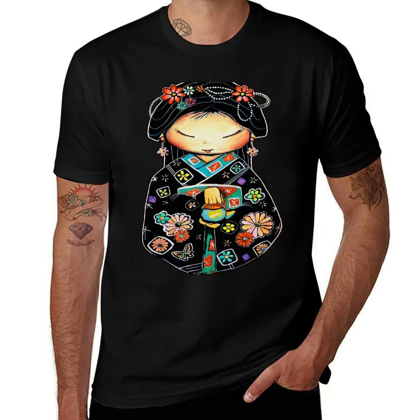 Little Multicolour Teapot T-Shirt Trendy Pattern for Men T-Shirt